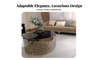 Circular Table with Floral Cutcarved Opening Base Marble Surface Round Pedestal Table Stable Build Adaptable for Residents
