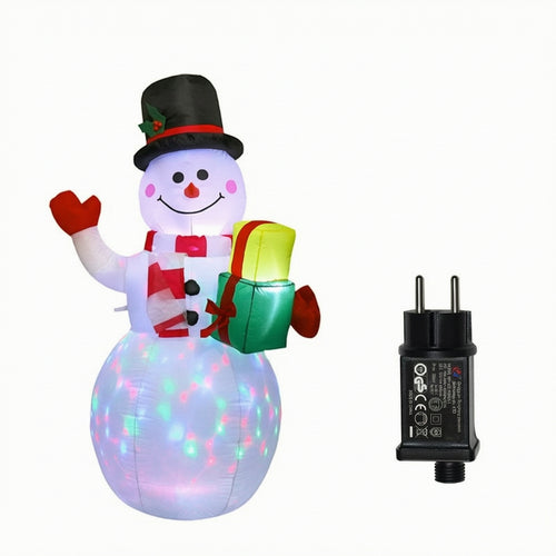 Snowman with Multicolor Light Outdoor Inflatable Snowman Yard Decoration Bright Holiday Decor Easy to Use for Lawn, Porch