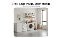 Bathroom Space Saver Shelf Freestanding Laundry Shelf Household Storage Laundry Organizer over Washing Machine Rack Shelving Unit Sturdy Metal Wood Panel Suitable for Laundry Room Balcony Washroom Kitchen