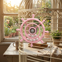 Parrot Toy Rotating Wheel with Spokes, PLA Material Interactive Bird Cage Accessory, Suction Cup Cockatiel Budgie and Parakeet Toy