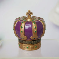 Hand-Painted Jewelry Box with Figurine Lid Decorative Ceramic Jewelry Box Glossy Collectible for Collectors
