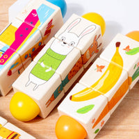 Rotating Puzzle Blocks Educational Wooden Puzzle Grasping Toy Interlocking Rotate Toy Learning for Toddlers, Home, Classroom