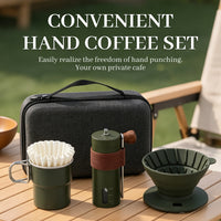 Portable Outdoor Hand Brew Coffee Set with Manual Grinder and Folding Cup