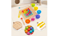 Child-Led-Style Bead Matching Board with Chopsticks Educational Wooden Sorting Board with Tweezers Fine Motor Bead Matching Game Tabletop for Preschoolers, Toddlers, Classroom, Homeschool, Playroom