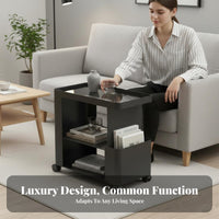 C-Shaped Rolling Table Modern aesthetic Nightstand 2-Tier Storage for Remote Workers
