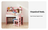 1 Piece Children Study Desk with Hutch Kids Desk and Chair Set Children Activity Table Homework Station Sturdy Artificial Board Rounded Edges Suitable for Gift Giving Home Decoration Study Room