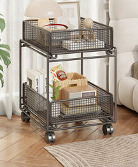 Bookshelf Organizer Under Desk Storage Rack with Drawer, Narrow Gap Book Shelf for Textbooks