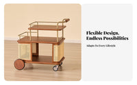 Foldable 2-Tier Rolling Cart Multi-Functional Wheeled Side Table Movable with casters Serving Trolley for Office Workers, Living Room, Bedroom, Kitchen