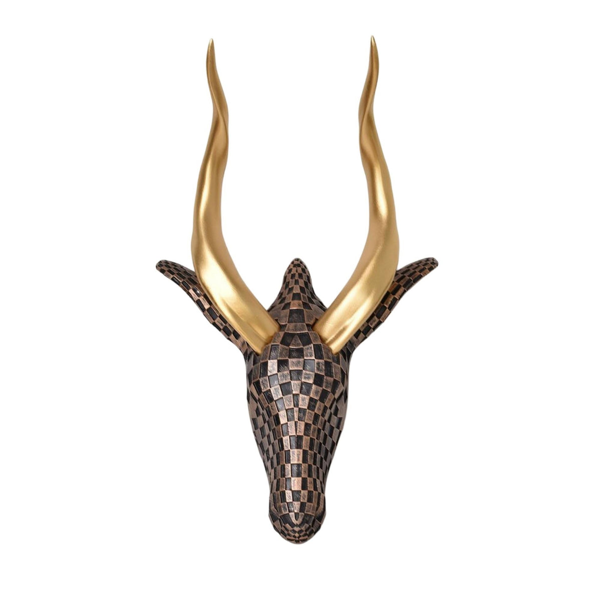 Faux Antelope Head Wall Decor Lustrous Antelope Head Sculpture Gold for Entryway