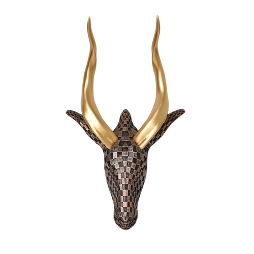 Faux Antelope Head Wall Decor Lustrous Antelope Head Sculpture Gold for Entryway