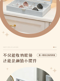 PU皮太阳眼镜收纳绒布玻璃盖一体可视化大容量眼镜墨镜展示收纳盒