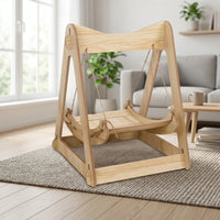 Wooden Cat Bed and Hammock, Freestanding Density Board Swing Style Cradle, Indoor Furniture for Kitten, 2kg Weight Elevated Resting Place