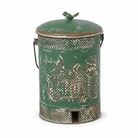Metal Trash Can Perforated Weather Resistant Decorative Trash Can