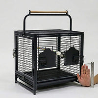 Portable Bird Cage for Small Animals, Metal Budgie Cage with Handle and 2 Doors, Cockatiel Cage with Perch Food Bowls for Outdoor Car Travel