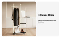 Movable with Wheels Rolling Clothes Rack Portable Wheeled Multi-Level Hanging Rust Resistant Garment Stand High Load Capacity for Homeowners, Students, Retailers, Bedroom, Laundry Room, Entryway, Walk-in Closet