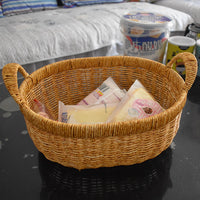 Rattan-Style Basket with Handles for Fruits and Snacks