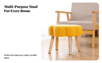 Upholstered Low Bench hardwood Wood Frame Small Stool firm-density Filling