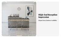Reception Desk with Storage Multi-functional Retail Checkout Desk Stable Welcome Counter Sturdy Commercial Wood Suitable for Business Owners Company Entrance Office Reception