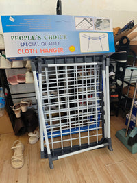 Free-Standing Foldable Double-Wing Clothes Drying Rack with Towel Rack, Plastic, Model 805