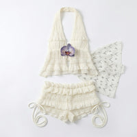Swimsuit for Girls and Women with Padded Bikini Set for Seaside, High Waisted French Style Skirt for Added Coverage