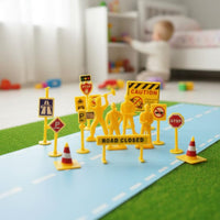 18 Pieces Scene Building Miniature Traffic Cone and Sign Set Encourages Imaginative Play Toy Road Signs and Cones Role-Playing Fun Miniature Traffic Signs Stackable Design for Children, Preschoolers, Cake Decoration