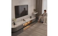Minimalist Sleek-Profile Media Cabinet Modern TV Cabinet with Drawers Space-Saving Entertainment Center Versatile for Living Room