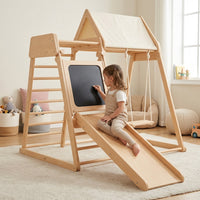 Indoor Play Equipment Wooden Slide Made with Beech Wood Children's Athletic Playground