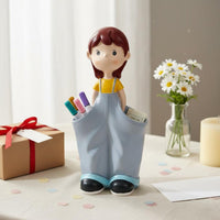 Gift Idea Cute Desktop Pen Cup Multifunction Girl Figure Pen Holder Decorative Design Creative Office Desk Holder Multi Purpose for Girls, Students