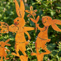 Bunny Stakes, Decorative Easter Garden Ornaments, Weatherproof Iron Art Rabbit Silhouettes for Outdoor Lawn, Flower Beds and Plant Pots
