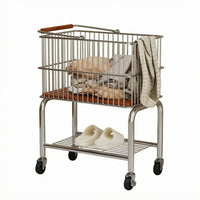 Laundry Basket Trolley Wooden Handle Home Organizer Rectangular for Bedroom
