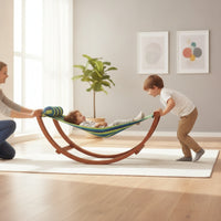 Hammock Chair with Stand Wooden Rocking Hammock Chair Striped Furniture for Garden, Balcony, Reading Corner