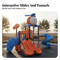 Combination Slide Playset Anti-Slip Handrails Multi-Activity Play Center Easy Climb Steps Amusement Park Equipment for Young Children, Kindergarten