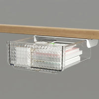 Desk Storage Organizer, Under Drawer for Office, Concealed Pull Out Box for Students, Lidless Small Style