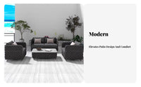 4 Pieces Waterresistant 4-Piece Woven Seating Group sun-resistant Outdoor Furniture All-Weather Patio Set UV-Resistant for Hotel Owners, Homeowners, Families, Garden, Terrace, Balcony, Backyard