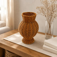 Rattan Vase Minimalist Wicker Flower Basket Artistic Weave for Tabletop
