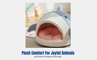Shark-Shaped Pet Nest Semi-Enclosed Shark-Shaped Hideout All-Season Use Warm and Cozy for Indoor, Bedroom, Home