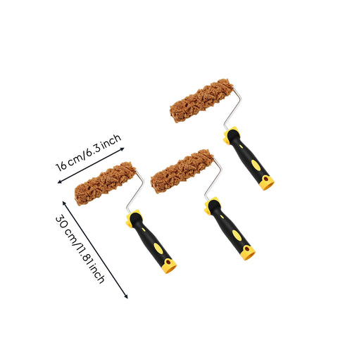 3 Pieces Texture Paint Roller Kit 6 Inch Sponge Roller Comfortable Grip Painting Supply for Renovation