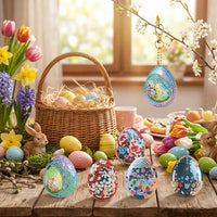 6pcs Easter Crystal Mosaic Keychain Sparkling Rhinestones Single S DIY Easter Egg Keychain Kit 5D Double-Sided Gem Painting Charm for Kids, Keychains