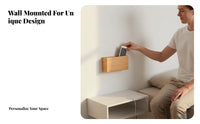 Drill-Effortless Installation Wooden Wall Storage Box Space Saving Bedside Phone Charging Holder Multi-Purpose for Entryway