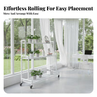 Multitier Design 4-Tier Rolling Plant Stand With casters Flower Rack Space-Saving Tiered Shelf Hollow lattice Shelves for Gardeners, Apartment Dwellers, Homeowners, Balcony, Living Room, Indoor, Outdoor