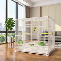 Cockatiel Cage with Foldable Design for Easy Assembly, Iron Wire Budgie Cage, Lovebird Cage and Finch Cage with Pull-out Tray for Indoor Use
