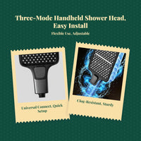 High Pressure Handheld Shower Head, Adjustable Square Rain Shower, Multi-Mode Detachable Set, Bathroom, Easy Installation