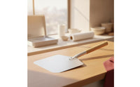 Aluminum Pizza Peel Handheld Pizza Peel with Wooden Handle Flat Serving Board Lightweight for Bakers, Home Cooks