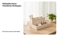 Slanted Design Wood Desktop Organizer Divided Compartments Tiered Tray Organizer Open Desktop Storage Rectangular