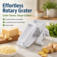 Rotary Cheese Grater, Manual Kitchen Grater for Ginger, White Synthetic Material with Fine Grating Surface