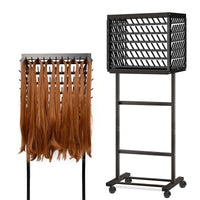 Black Three-sided Wig Styling Stand with Wheels, Large Storage Shelves, Mobile Wig Organizer