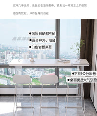 亚克力悬浮透明岩板吧台桌户外阳台隔断长条靠窗窄桌高脚纯白餐桌 B款 吧台椅 支架结构 组装
