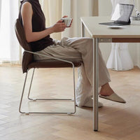 Space Saving Stainless Steel Dining Chair Sturdy Metal Legs Bauhaus Design Chair Easy to Clean for Cafe, Small Apartment