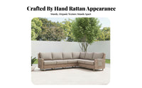 4 Pieces Weather-Resistant 4-Piece Woven Sofa Set Handwoven Design Outdoor Furniture Water pads Garden Seating Group Modern visual design for hosts, Families, homeowners, Patio, Sunroom, supportyard, Porch
