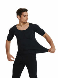 Seamless Muscle Shaping T-Shirt with Removable Muscle Pads for Men